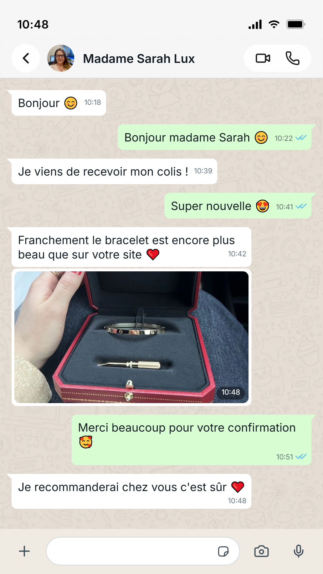 Retour client Sarah